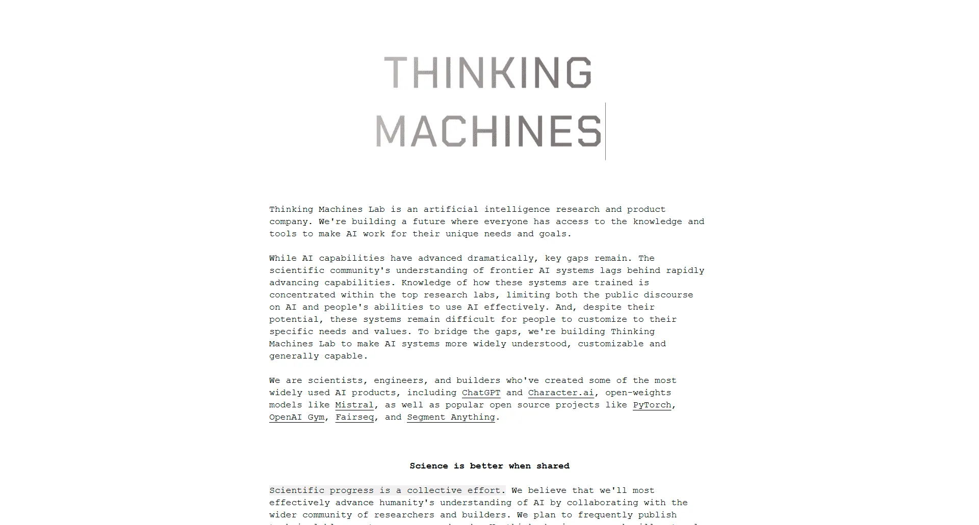 OpenAI元CTO、Mira Murati氏がAI新会社「Thinking Machines Lab」を設立
