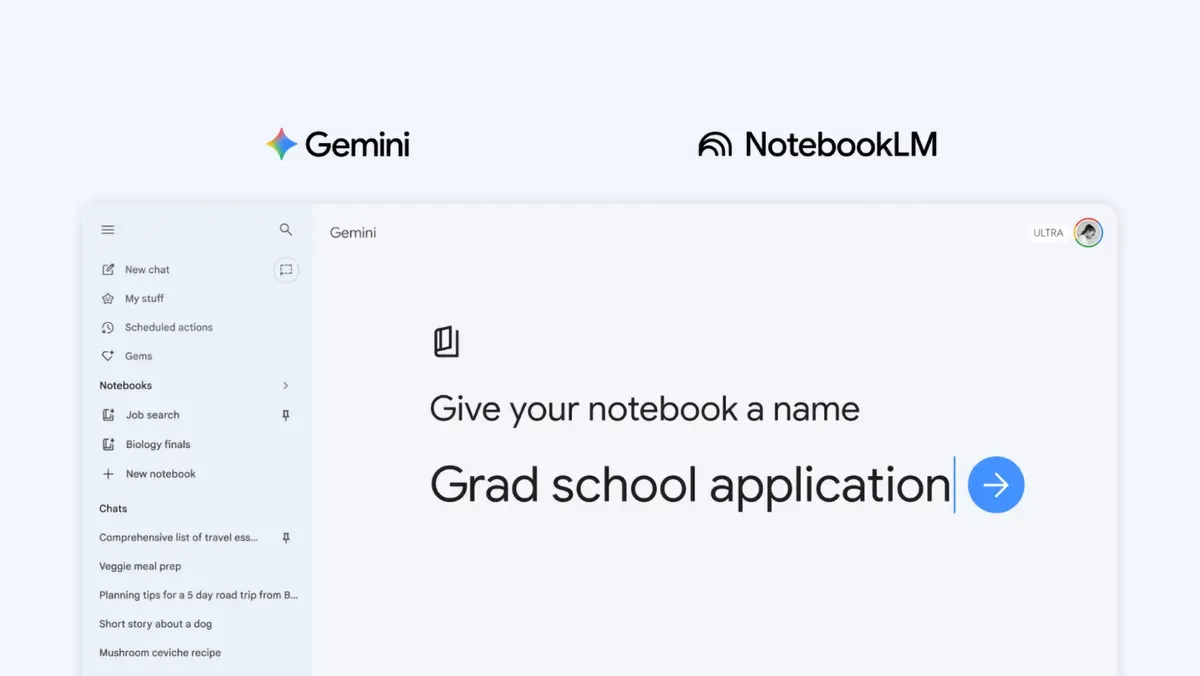Google Gemini、「Notebooks」機能でNotebookLMと強力に連携：パーソナル知識管理が大きく変わる