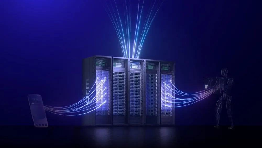 サーバーと端末が光ファイバーで接続されている様子