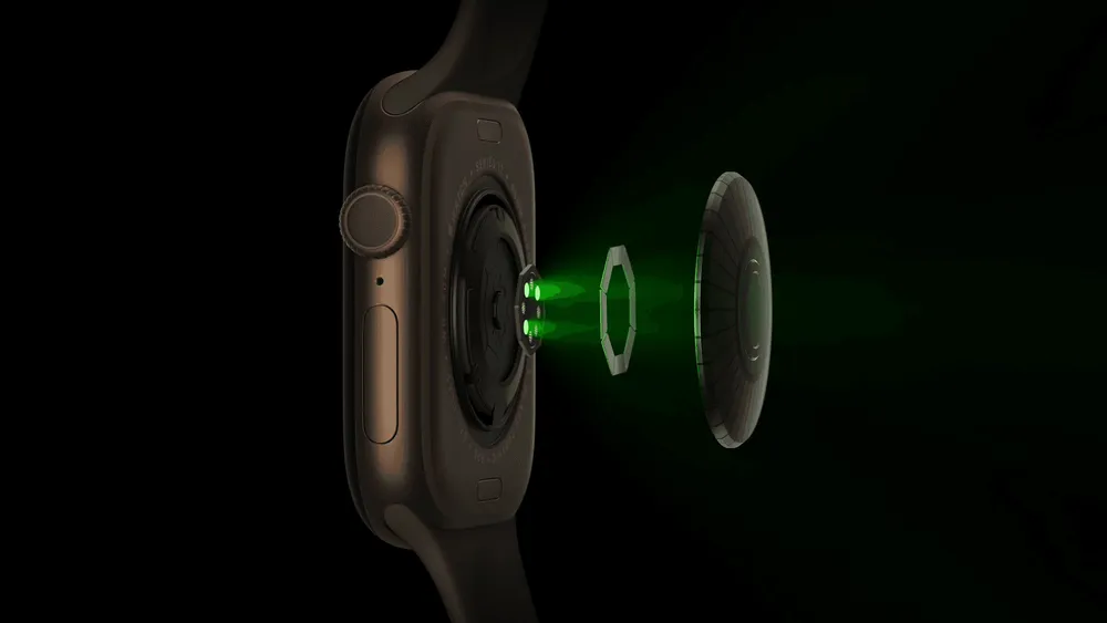 Apple Watch内部のセンサー構造を示す分解図
