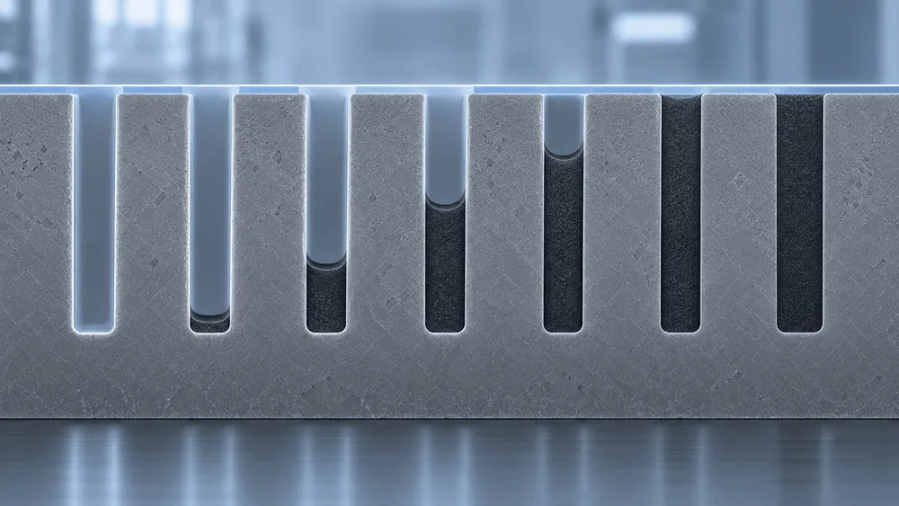 半導体ウェハに溝が形成される工程の断面図