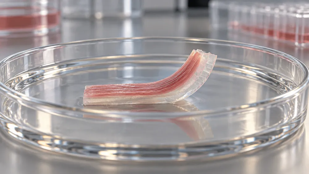 培養肉の組織片をシャーレに載せた様子