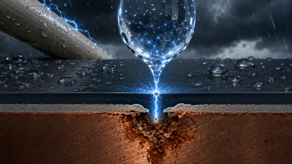 雨によるサビは化学反応だけではなかった、水滴の放電が被膜を壊すメカニズム