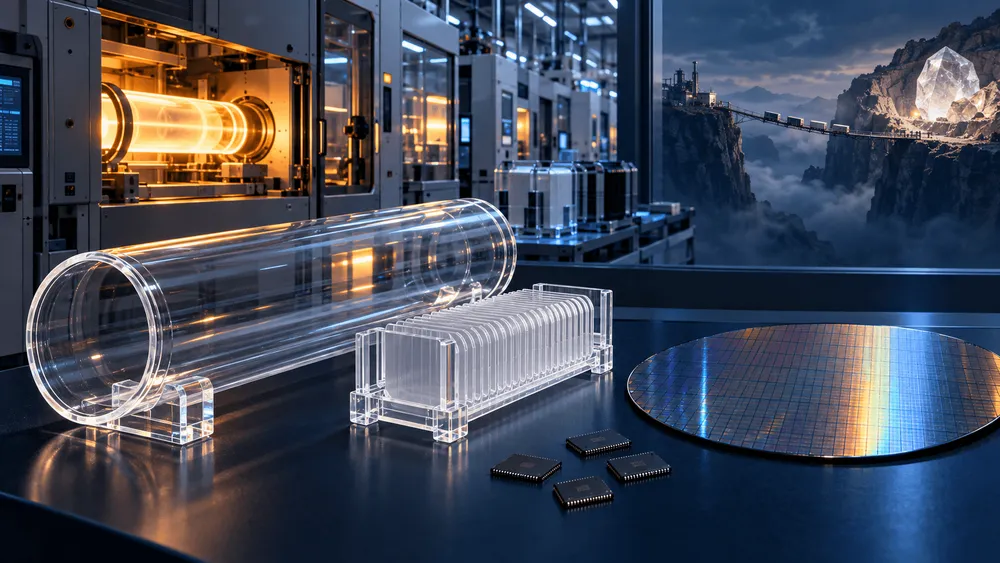 半導体製造工場と素材の加工風景