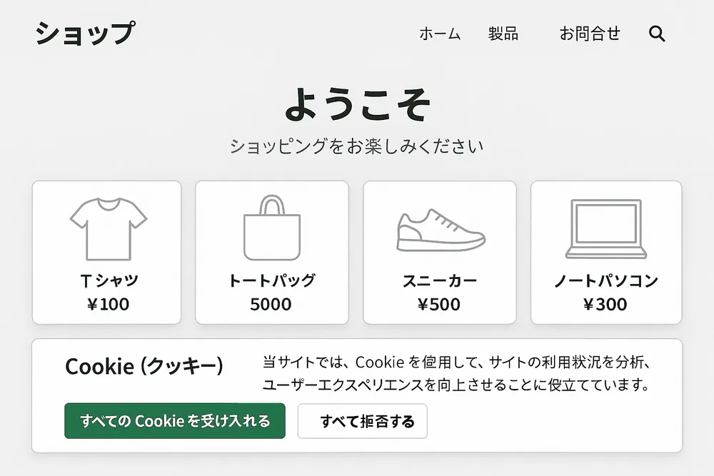 すべてのCookieを受け入れる」または「拒否する」とはどういう意味で