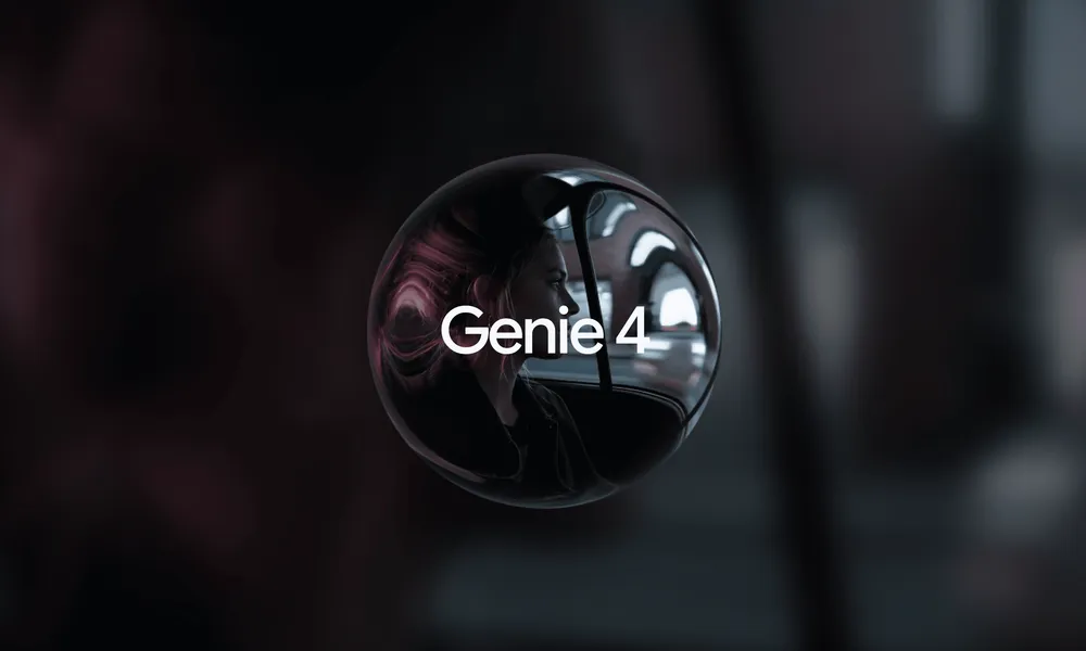 ガラス球の中に横顔の女性が映る、ダークなテーマの「Genie
