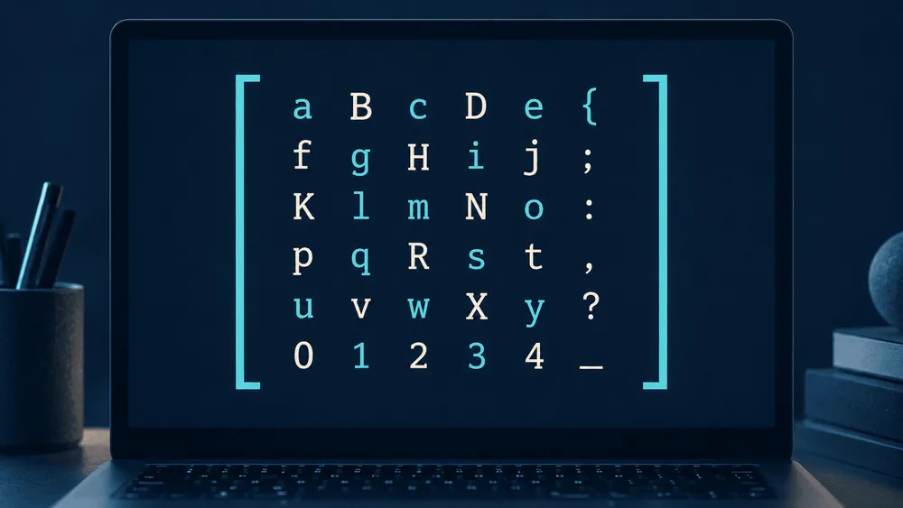 ノートPC画面に表示された文字の行列
