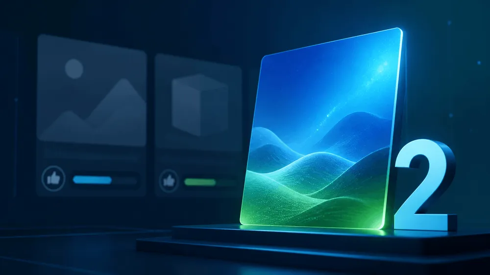 青と緑の風景と数字の2