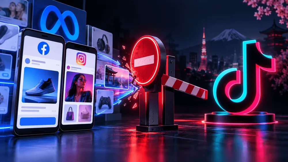 Facebookとインスタグラムの広告が、赤い進入禁止の遮断
