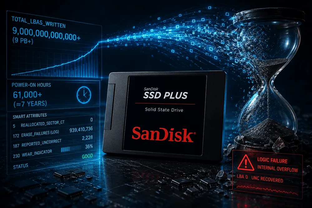 SSDの耐久性と時間経過のイメージ
