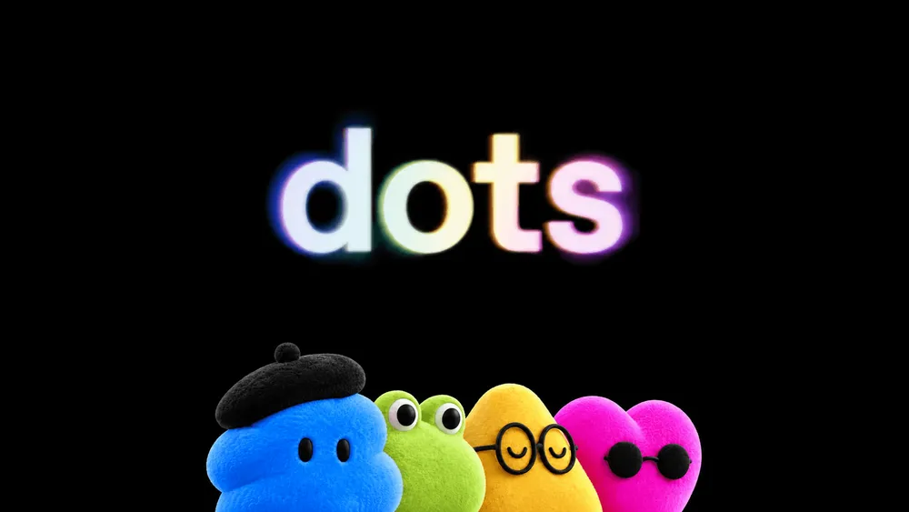 dots」の文字と4つのカラフルなキャラクター
