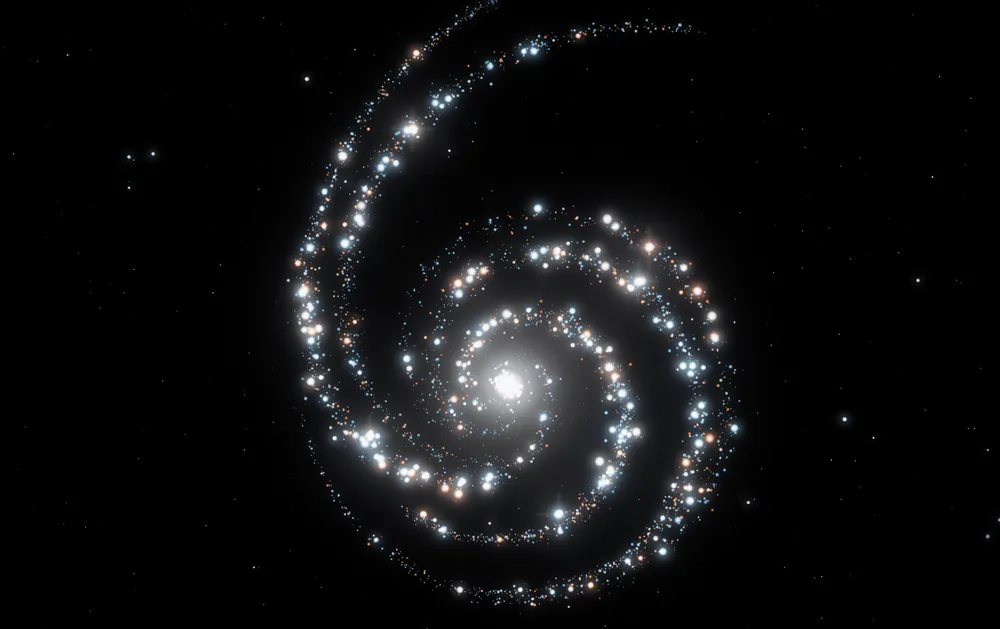 漆黒の宇宙に輝く美しい渦巻銀河
