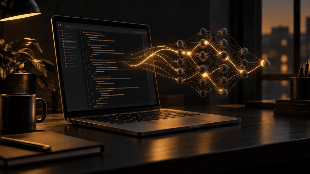 ノートPCの画面のコードから、発光するニューラルネットワーク