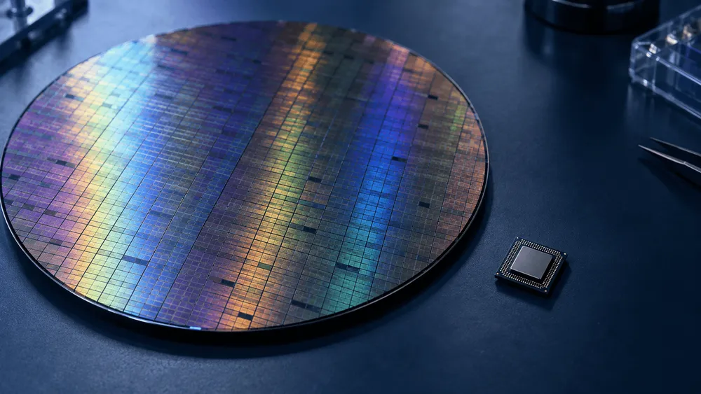半導体ウェハと切り出されたチップ