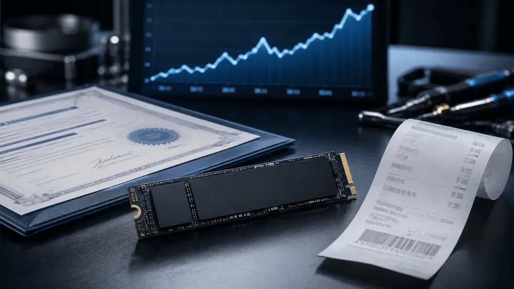 SSDと株価チャート、領収書
