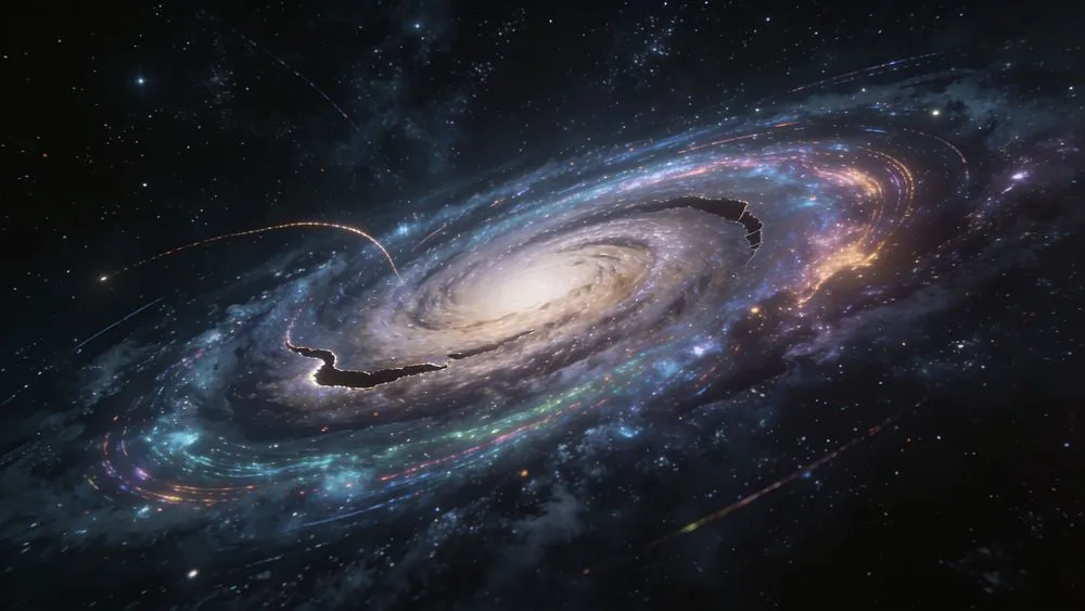 色鮮やかな渦巻き銀河の宇宙空間