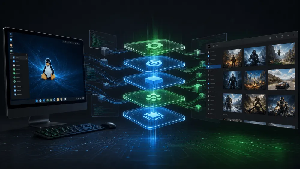 Linuxデスクトップとレイヤー化されたUI