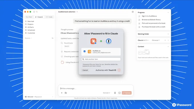 1Password for Claude、パスワードをモデルに渡さずCoworkがログイン