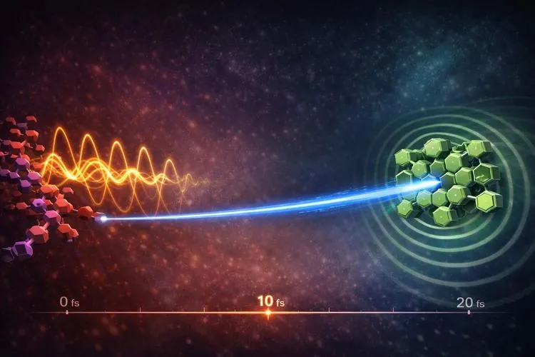 「分子カタパルト」が太陽電池の常識を破壊する：18フェムト秒の超高速電子移動が切り拓く極限効率への道