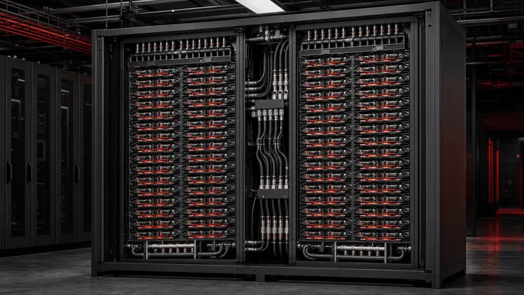 サーバーラックに搭載された多数のコンピューター