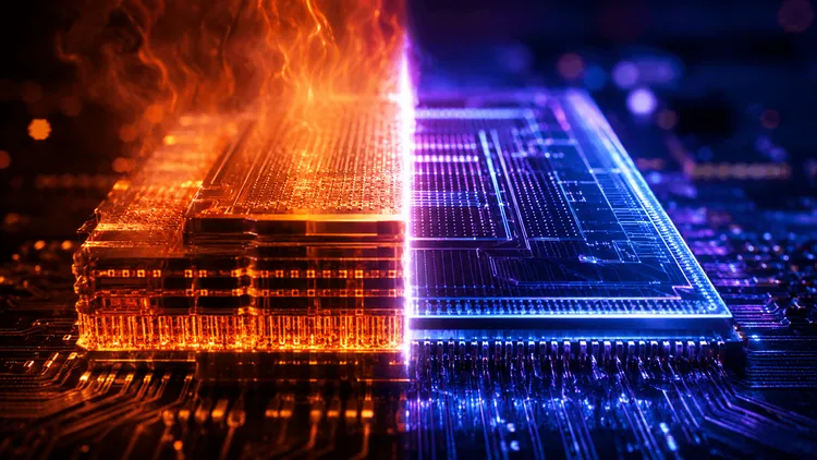 炎と氷のコンピューターチップ