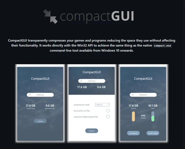 【無料】PCゲーム容量を劇的削減!魔法のツール「CompactGUI」の使い方と効果を徹底解説