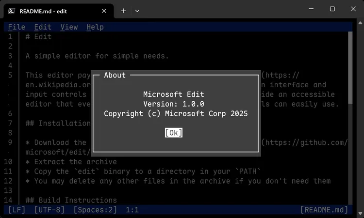Microsoft、軽量CLIエディタ「Edit」をWindows 11に標準搭載へ ― オープンソースで開発者・初心者双方に光