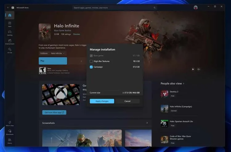 Microsoft Store、ゲームのコンポーネント別インストールによるストレージの節約機能を追加