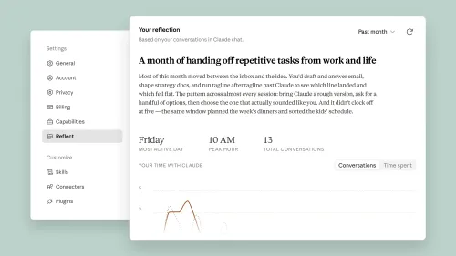 Claudeが利用履歴を「Reflect」で可視化、休憩通知と使い方の提案を一体化