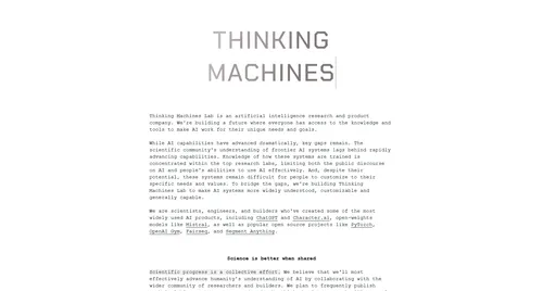 OpenAI元CTOのMira Muratiが設立したThinking Machines Lab、20億ドル調達へ
