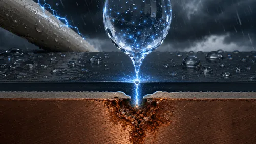 雨によるサビは化学反応だけではなかった、水滴の放電が被膜を壊すメカニズム