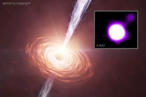 太陽10兆個の輝き、ビッグバンの残光に浮かぶ古代ブラックホールの怪物ジェットを発見