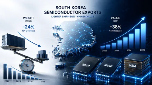 韓国半導体輸出、重量減でも輸出額急増　DRAMは5月に370%増