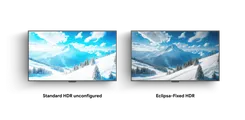 雪山の風景が映る2つのテレビ
