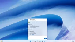 Windows 11のデスクトップとタスクバー、検索画面