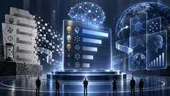 AI技術の未来を表す近未来的なグラフィック