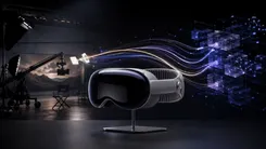 VRヘッドセットと光の線