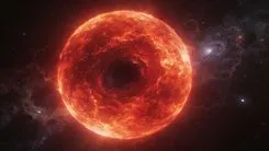 燃える太陽と宇宙の星々