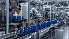 自動化された工場でバッテリーが製造されている