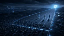 未来都市へ向かう人々