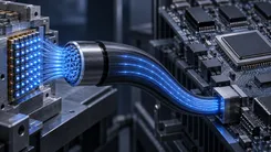 基板と装置を接続する光ファイバーケーブル