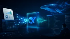 青いクジラとコード、データ分析