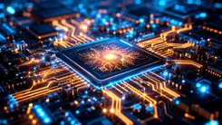 近未来的な回路基板のクローズアップ