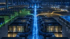 サーバーファームの光る配線