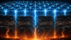 地層からエネルギーが噴出する様子