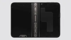 分解された折りたたみ式スマートフォンの内部構造