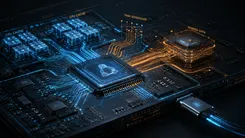 CPUとデータフローの近未来的なイメージ