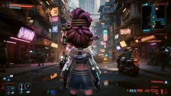 サイバーパンクな街並みとキャラクター