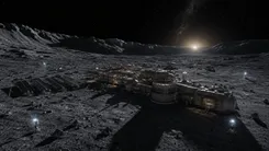 月面基地と星空の夜明け