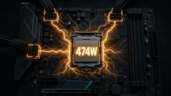 CPUに474Wの電力が供給されている